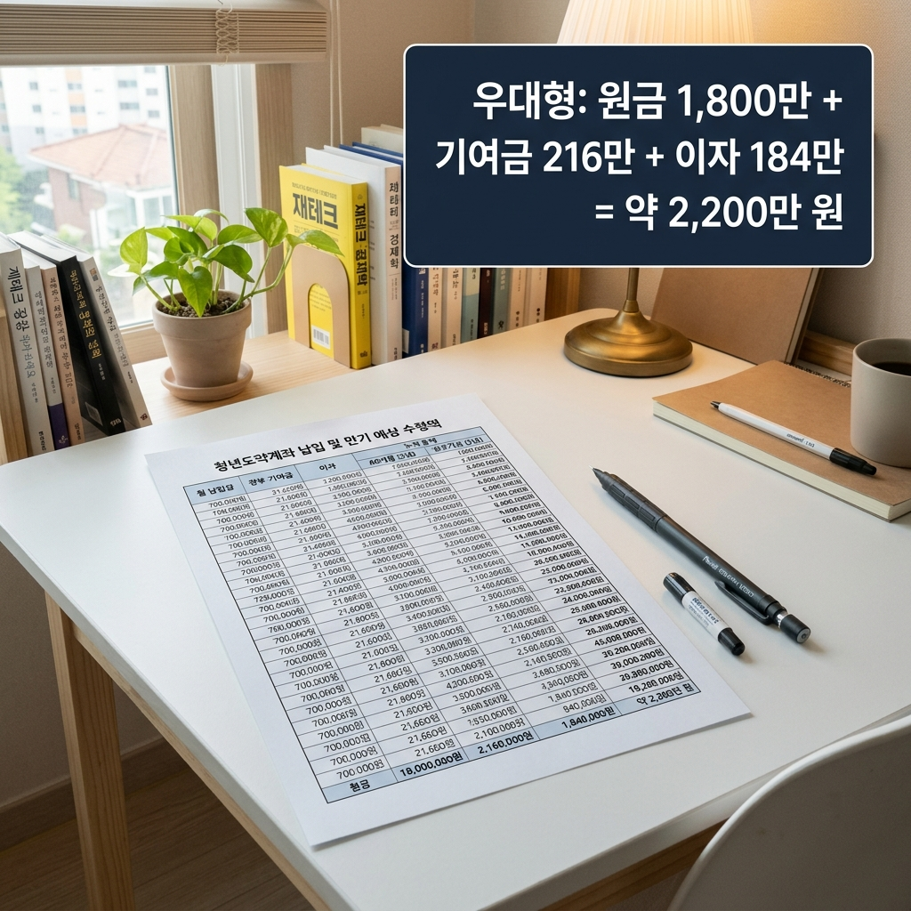 청년미래적금 우대형 만기 수령액 구성 계산