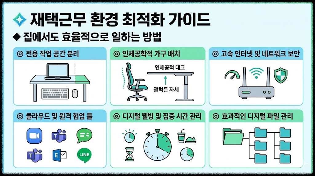 재택근무 환경 최적화 가이드, 집에서도 효율적으로 일하는 방법