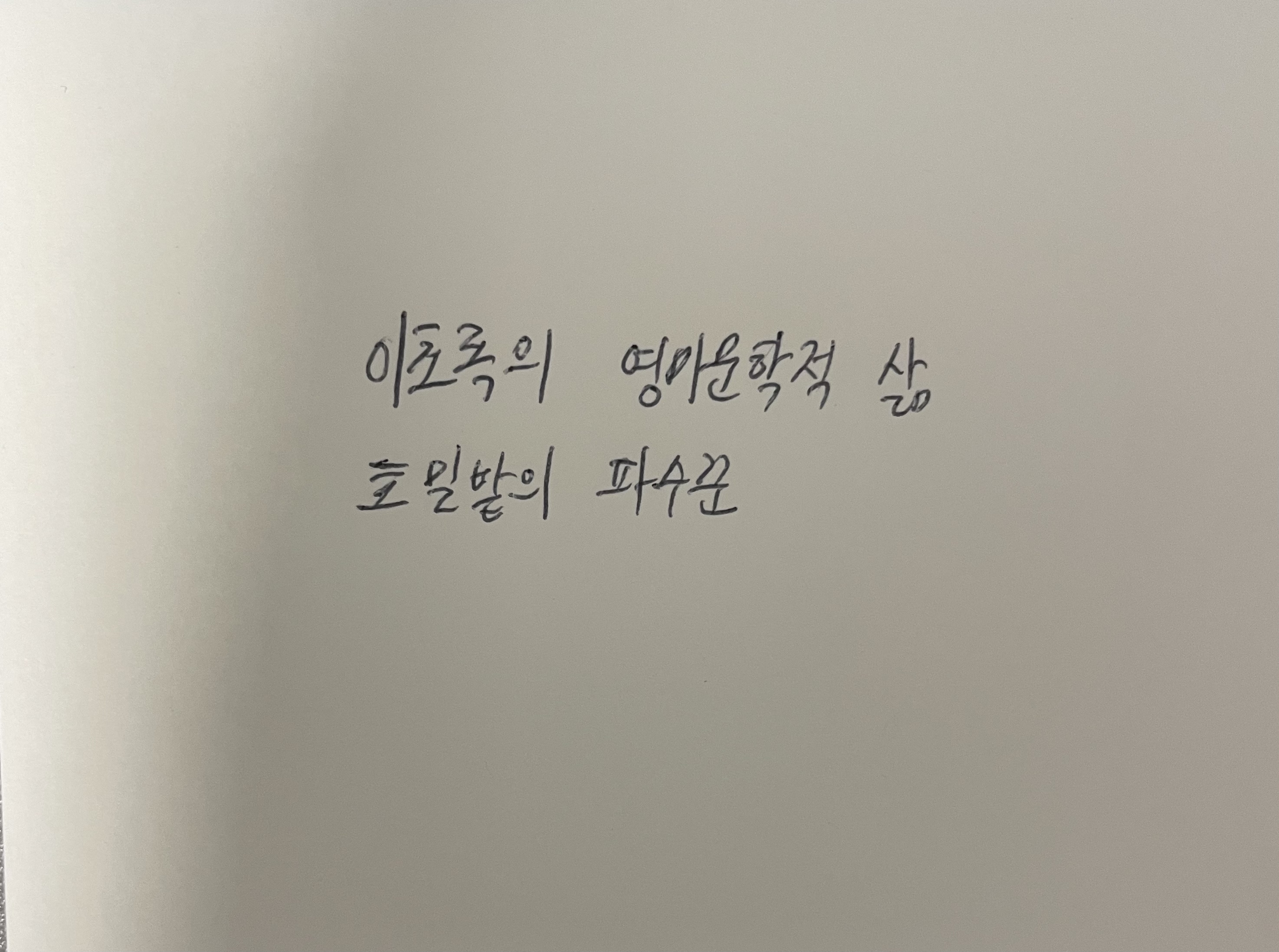 이초록의 영미문학적 삶- 호밀밭의 파수꾼 데이비드 샐린저 손글씨