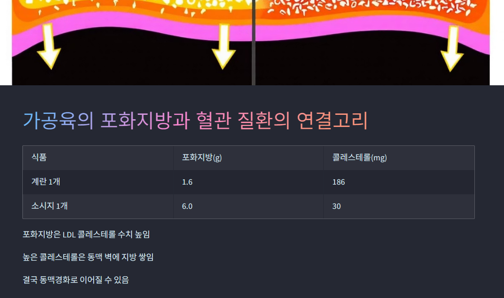 가공육의 포화지방과 혈관 질환의 연결고리