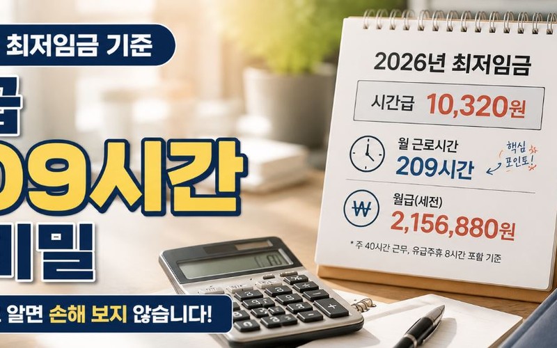 주휴수당 계산법 2026 조건 및 근무시간별 지급액 완벽 정리 - 시각