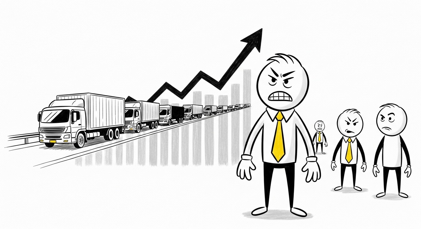 고속도로 위 화물차 행렬