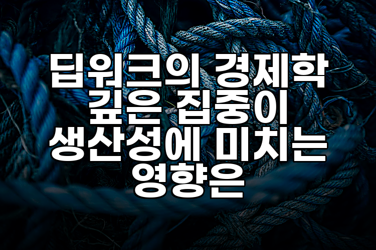딥워크의 경제학 깊은 집중이 생산성에 미치는 영향은