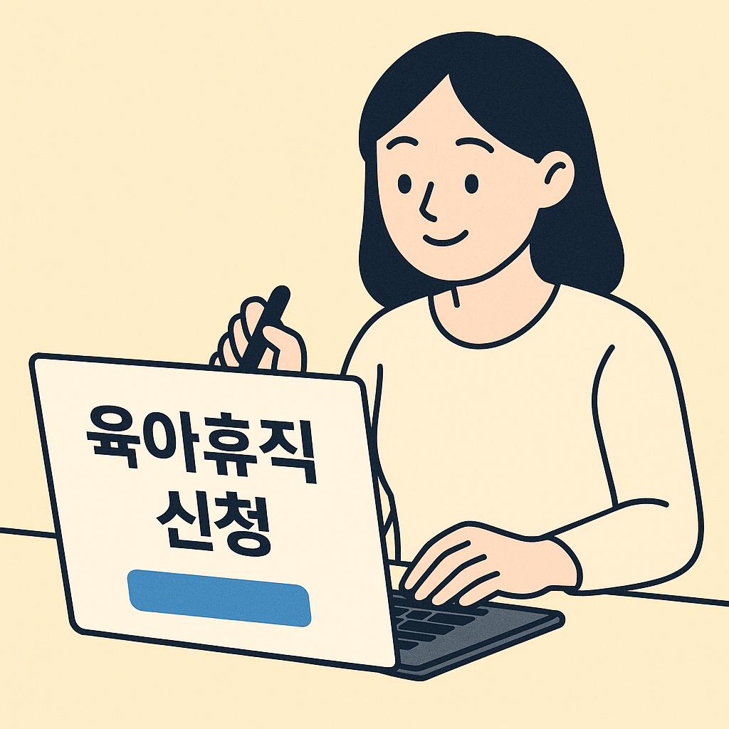육아휴직 신청하는 엄마 이미지