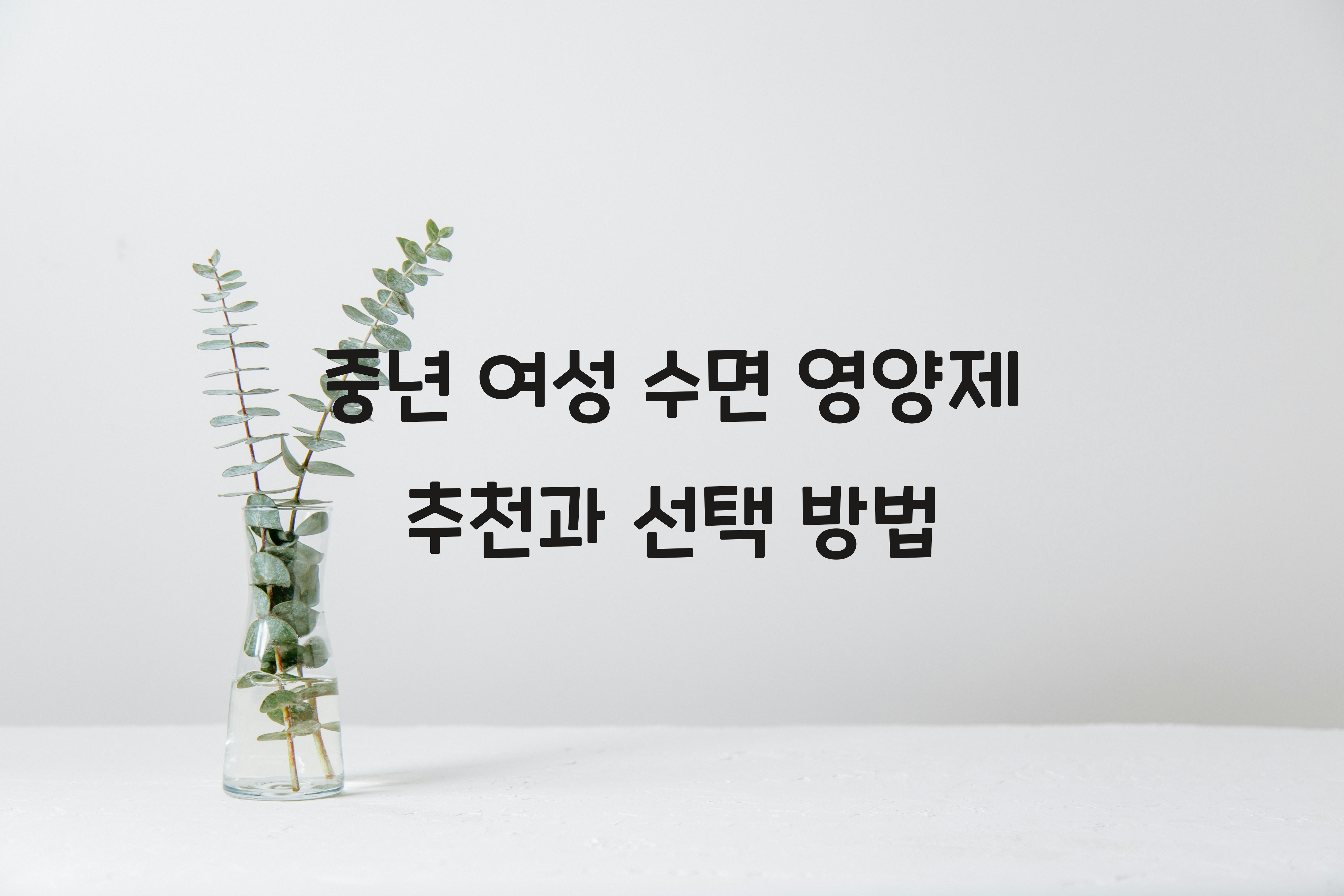 중년 여성 수면 영양제