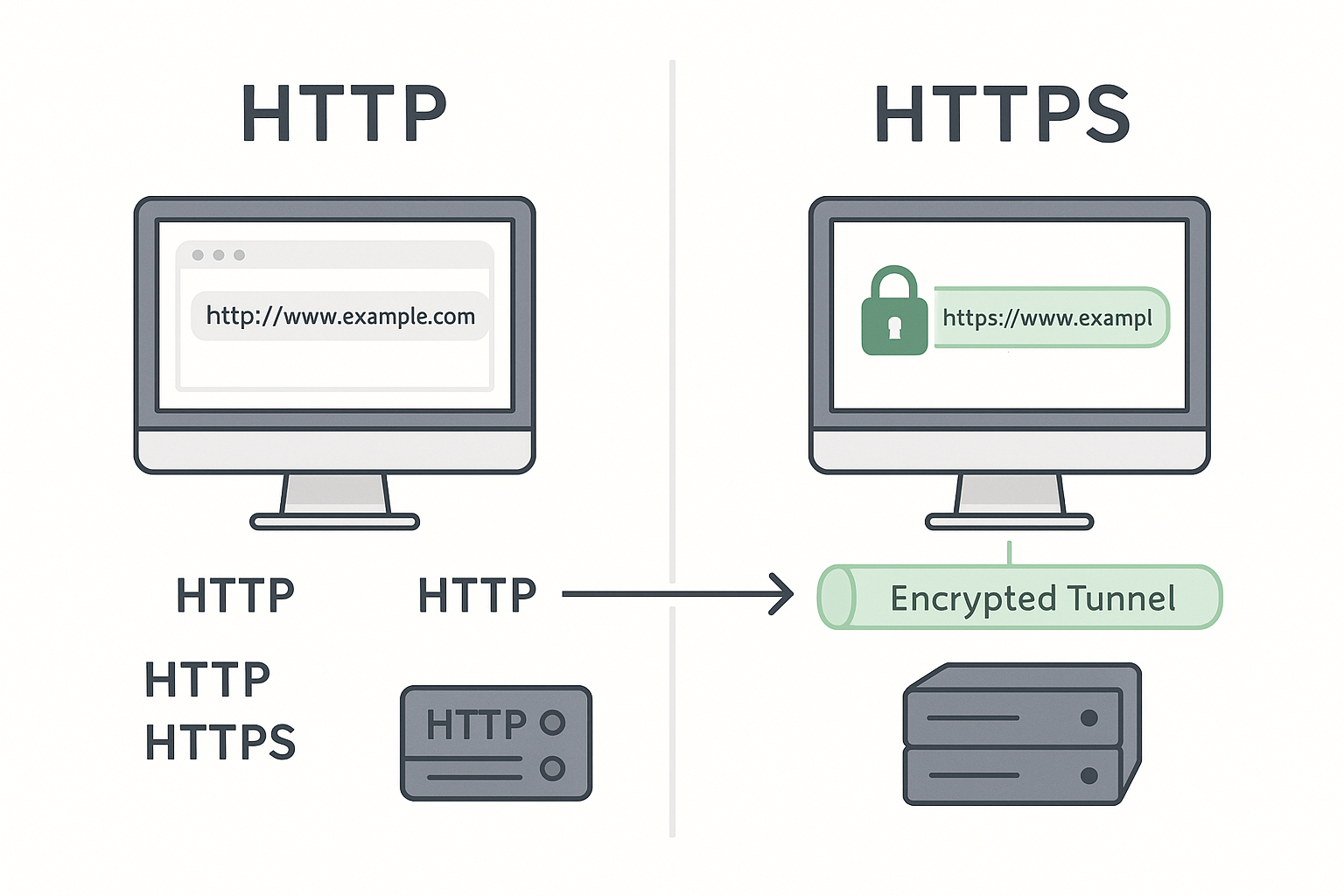 브라우저가 서버 인증서를 검증하고 세션 키를 교환한 뒤 암호화된 HTTP 요청과 응답을 주고받는 SSL/TLS 핸드셰이크 과정을 단계별로 보여주는 다이어그램
