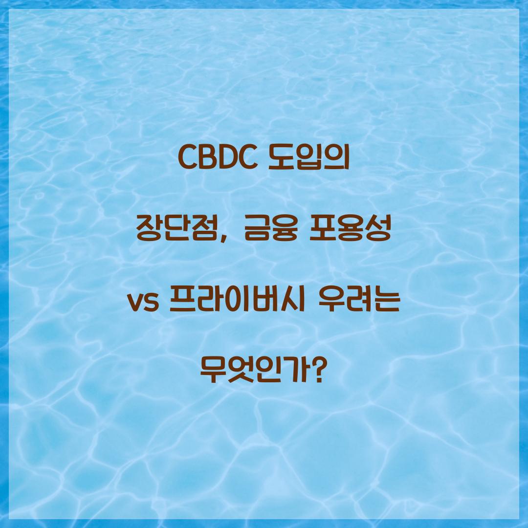 CBDC 도입의 장단점: 금융 포용성 vs 프라이버시 우려