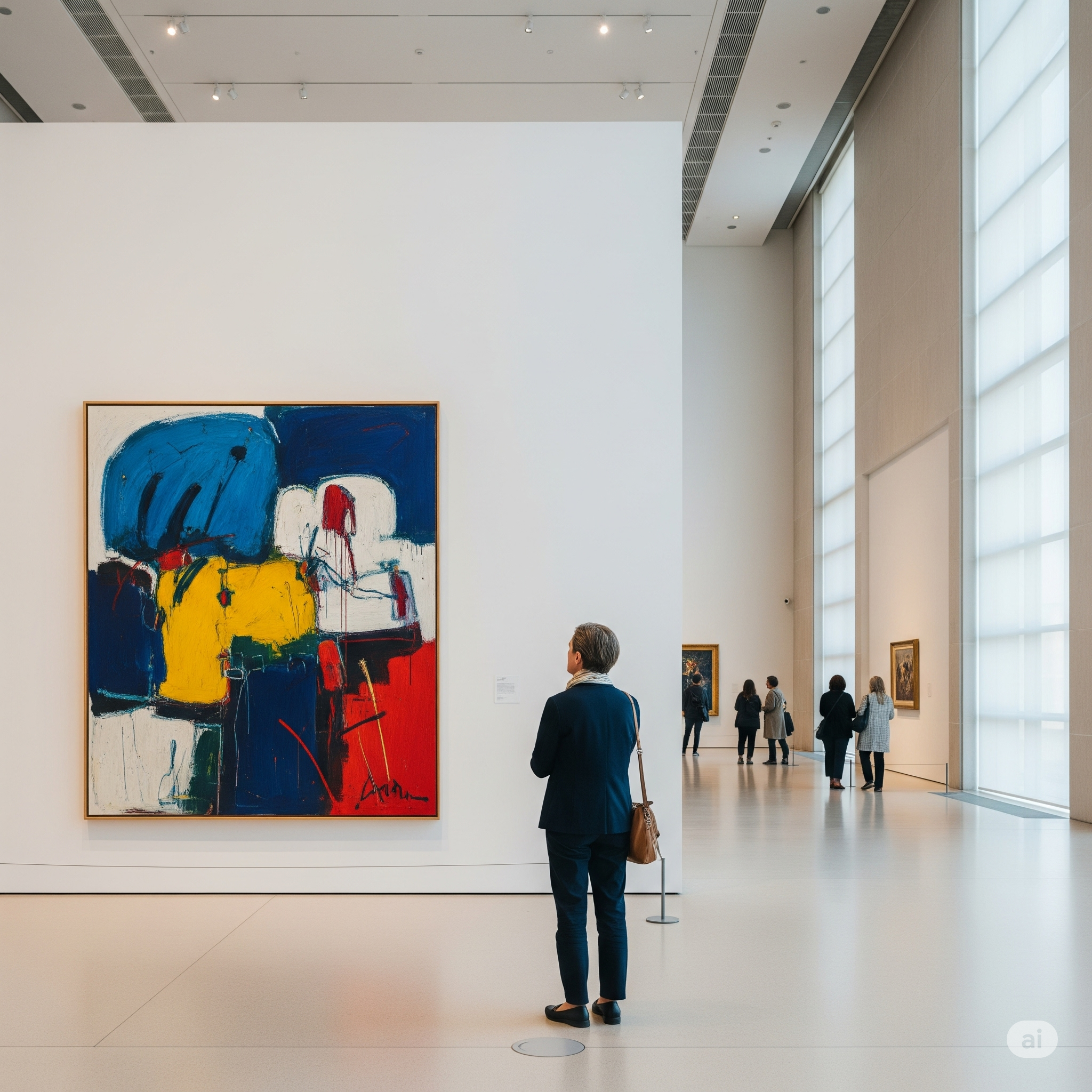 미술관에서 미술을 감상하는 사람