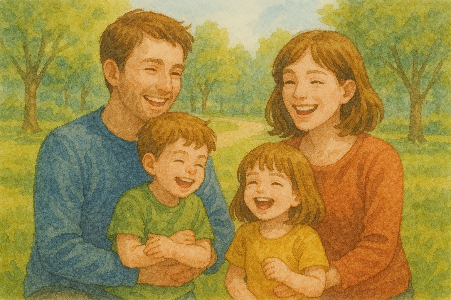 공원에서의 행복한 가족 시간