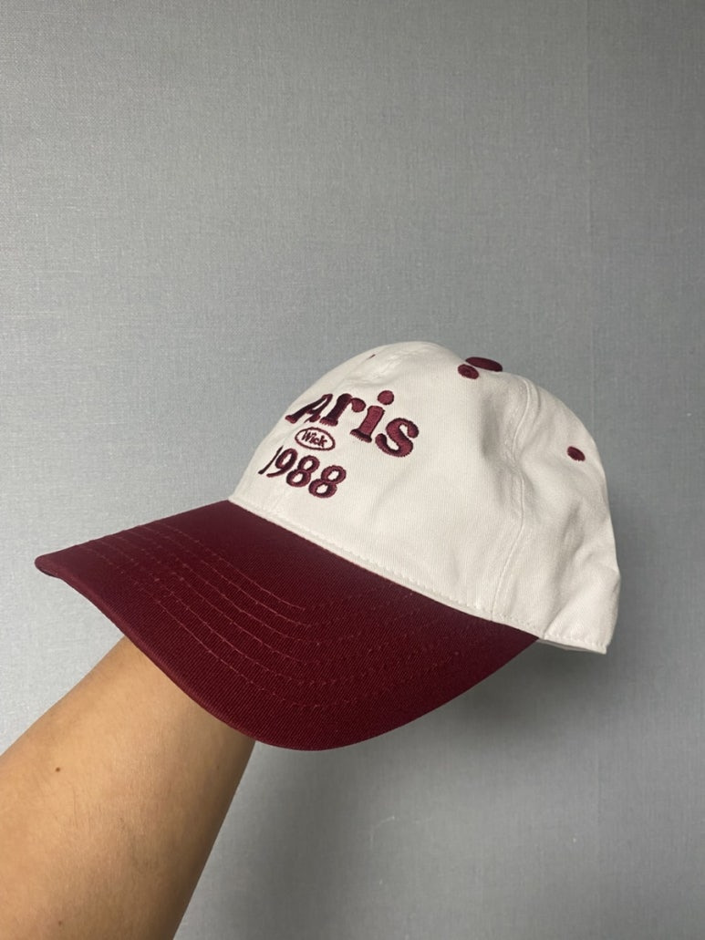 윅 WICK Paris 1988 투톤 워싱 빈티지 볼캡 모자 야구모자 레드
