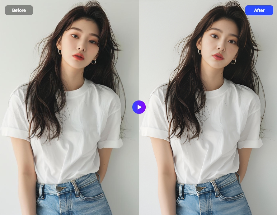 A model photo with only the face changed.