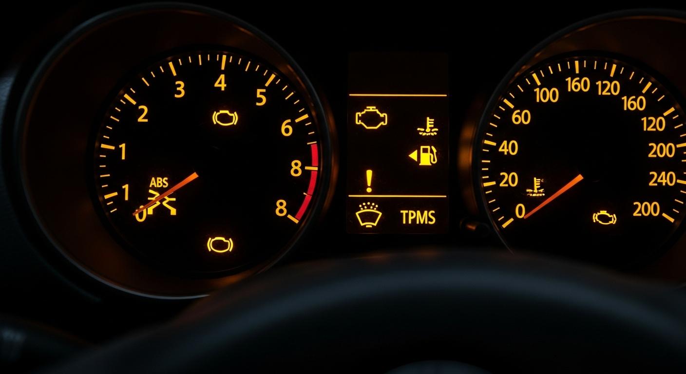 자동차 경고등 노란색