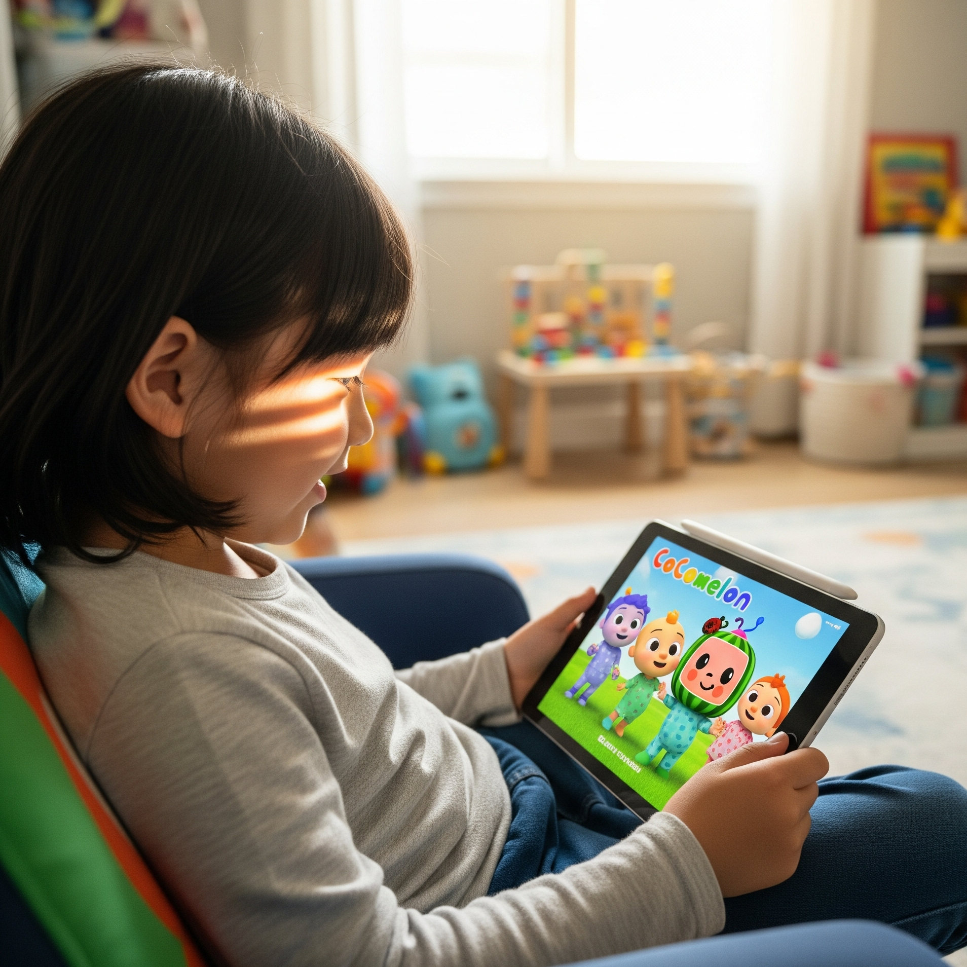 아이패드로 코코멜론 유튜브 채널을 보고 있는 아이