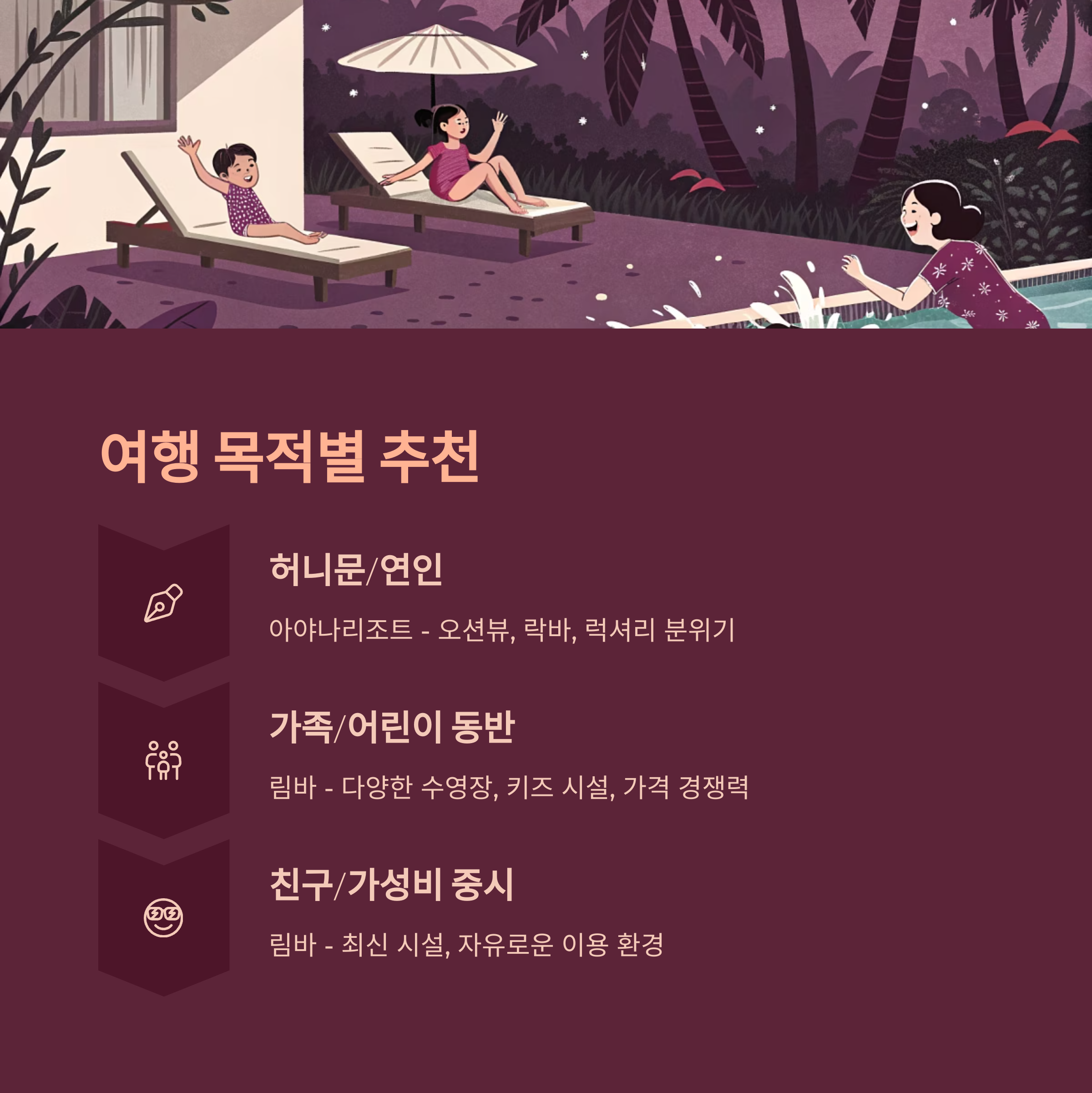 여행 목적별 추천