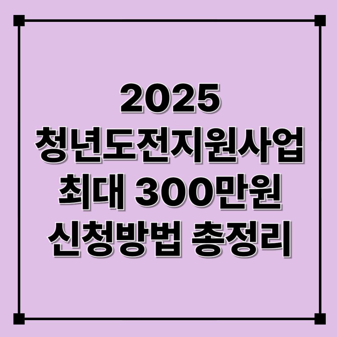 2025 청년도전 지원사업 신청방법 총정리｜지원자격·혜택·신청기간까지 완벽 안내