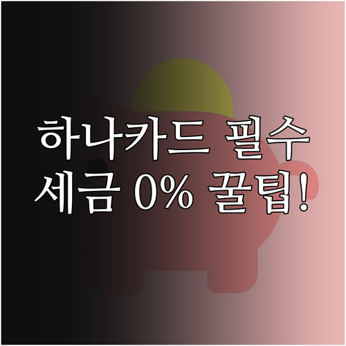 하나카드 세금 납부 최적 전략 국세 ..