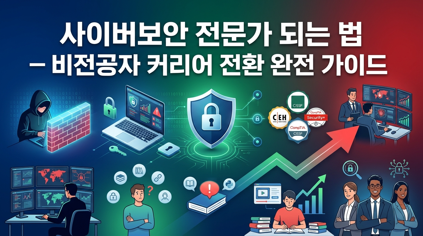 사이버보안 전문가 되는 법 &mdash; 비전공자 커리어 전환 완전 가이드 (2026 최신)