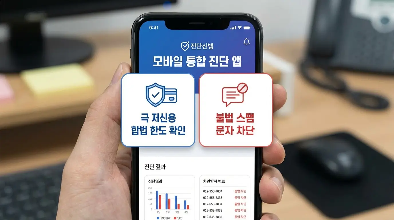 모바일 통합 진단 앱 극 저신용 합법 한도 확인 및 불법 스팸 문자 차단
