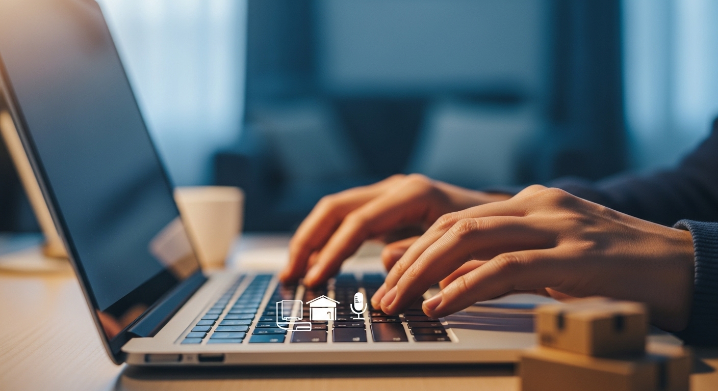 퇴근 후 집에서 노트북으로 부업을 하며 추가 수입을 창출하는 모습