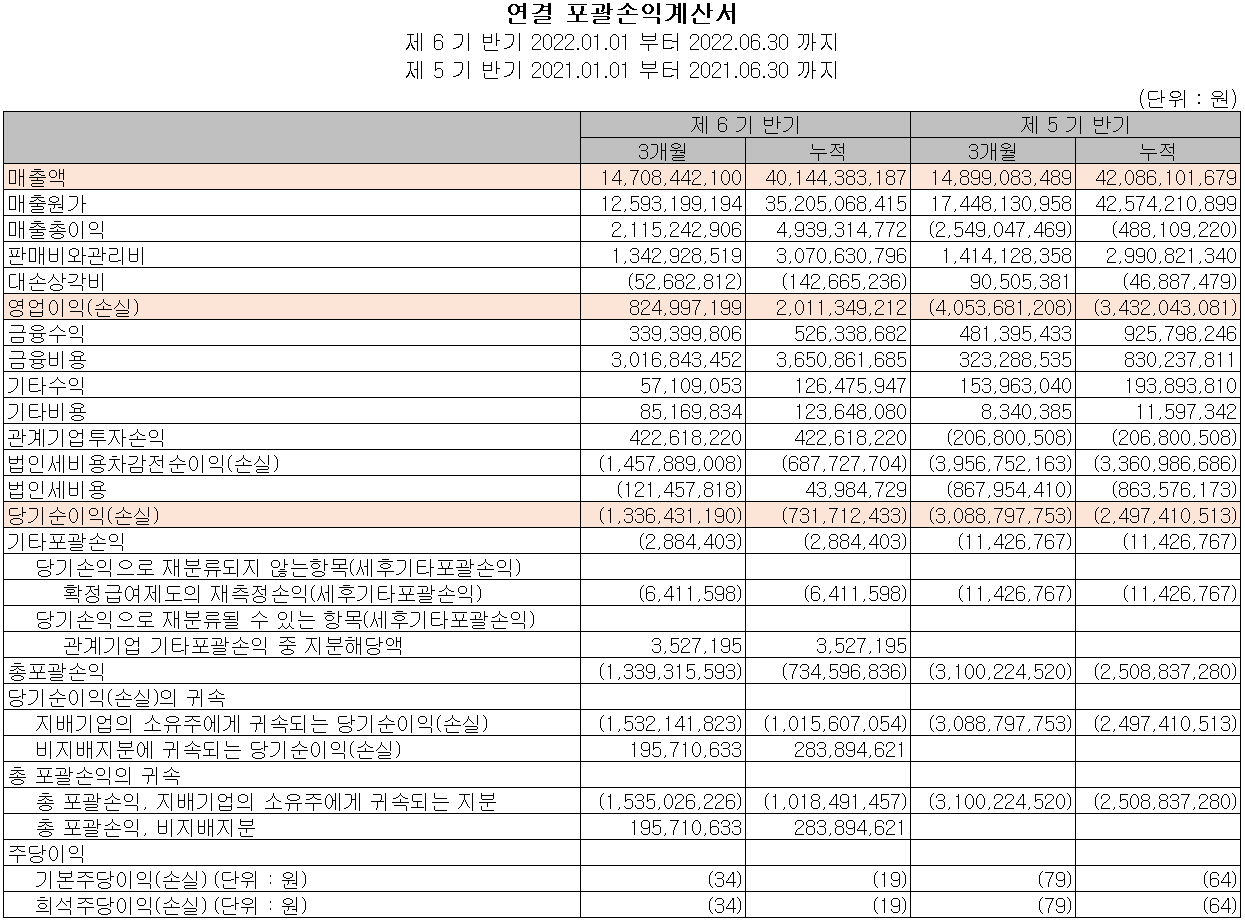 나인테크 - 손익계산서