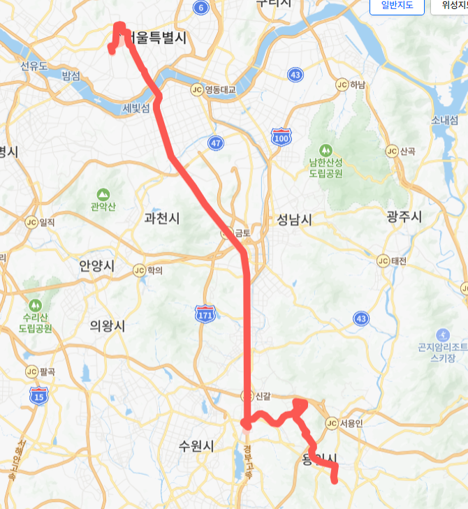 서울-용인-5000B번-버스-노선