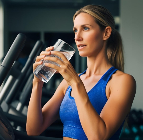 운동전-물-한잔-마시는-여성