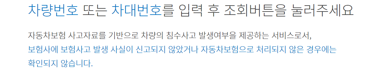 카히스토리 침수차 조회