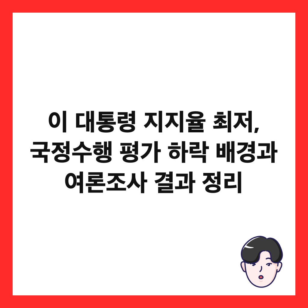 이 대통령 지지율 최저, 국정수행 평가 하락 배경과 여론조사 결과 정리 썸네일
