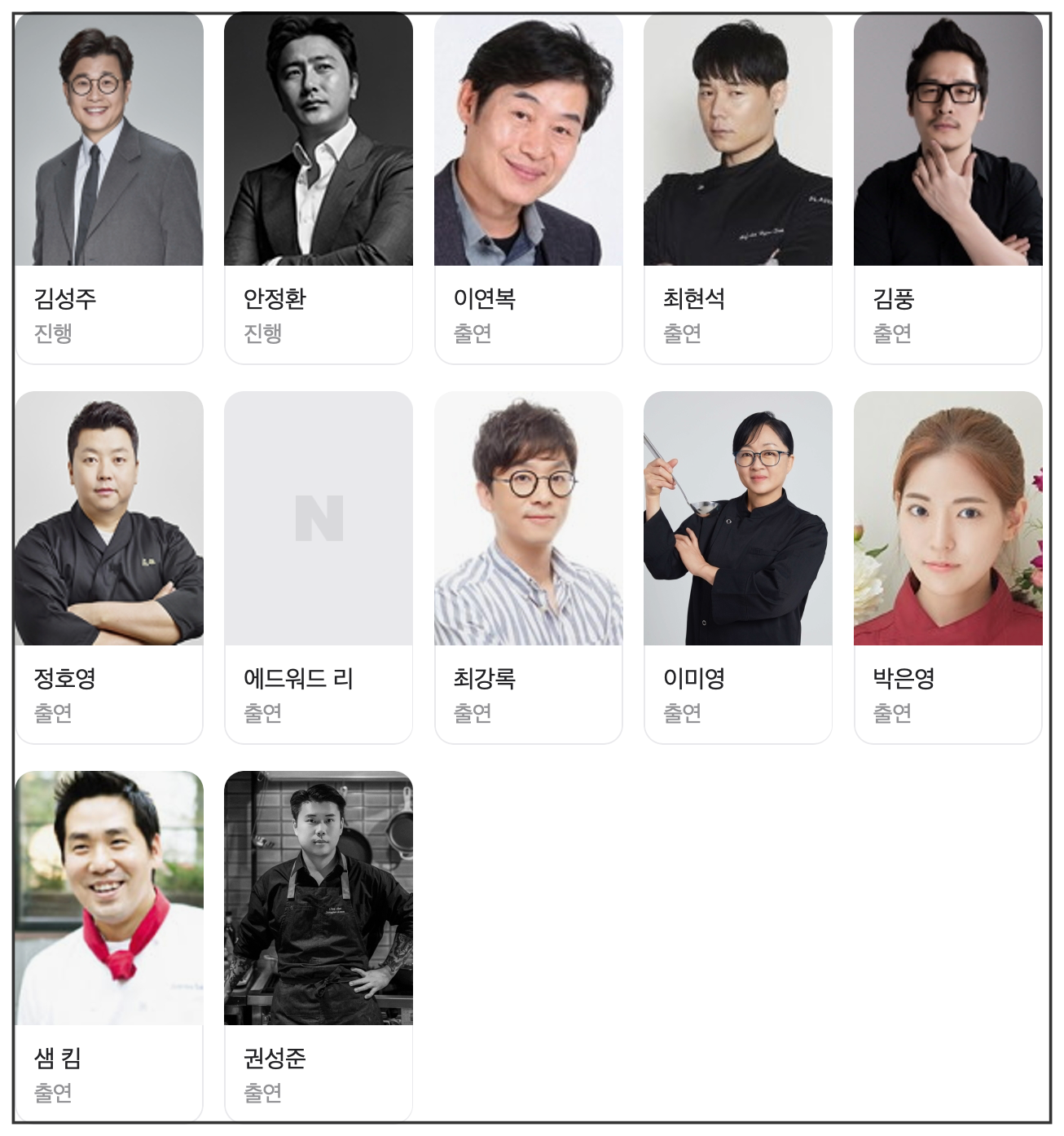 냉장고를 부탁해2 출연진 사진