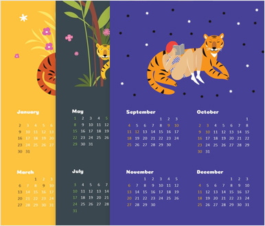호랑이 일러스트 디자인 달력