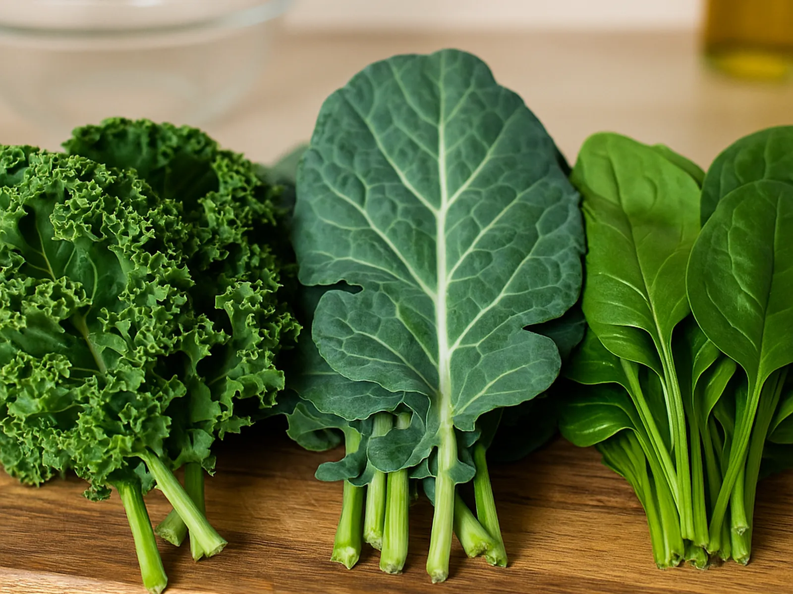 신선한 컬리케일, 케일, 시금치