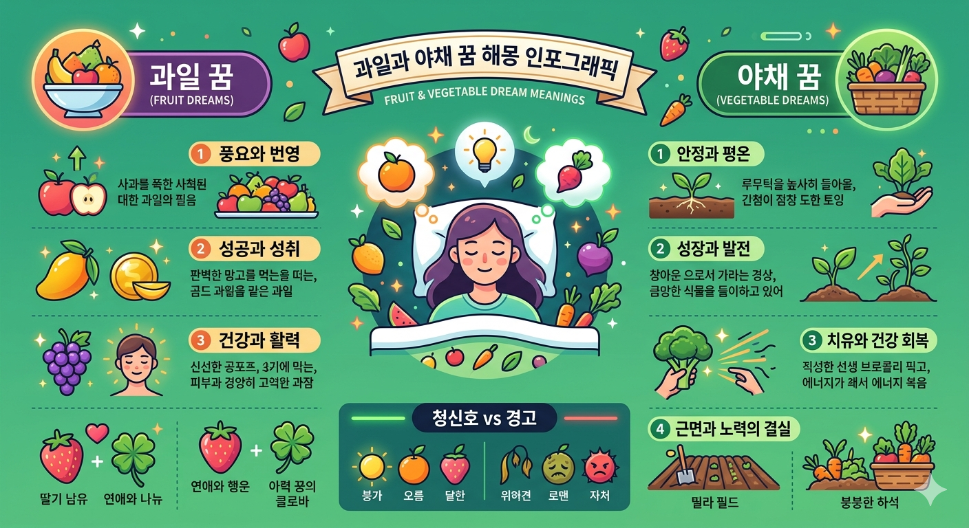 과일&middot;야채 꿈해몽 40!! 대박 재물운과 명품 태몽, 로또 사야 하는 대길몽!