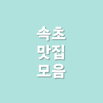 속초 맛집 모음