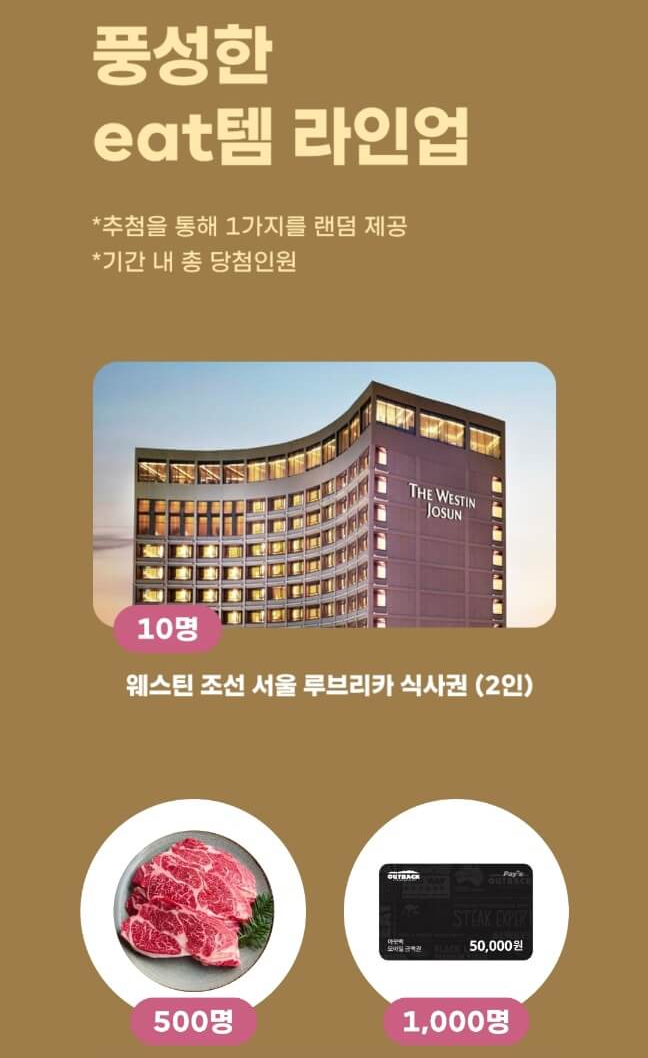 카카오뱅크 럭키드로우 eat템 상품