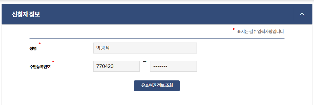 여권이 유효한지를 조회