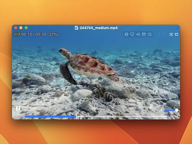 무비스트로 동영상을 재생한 화면