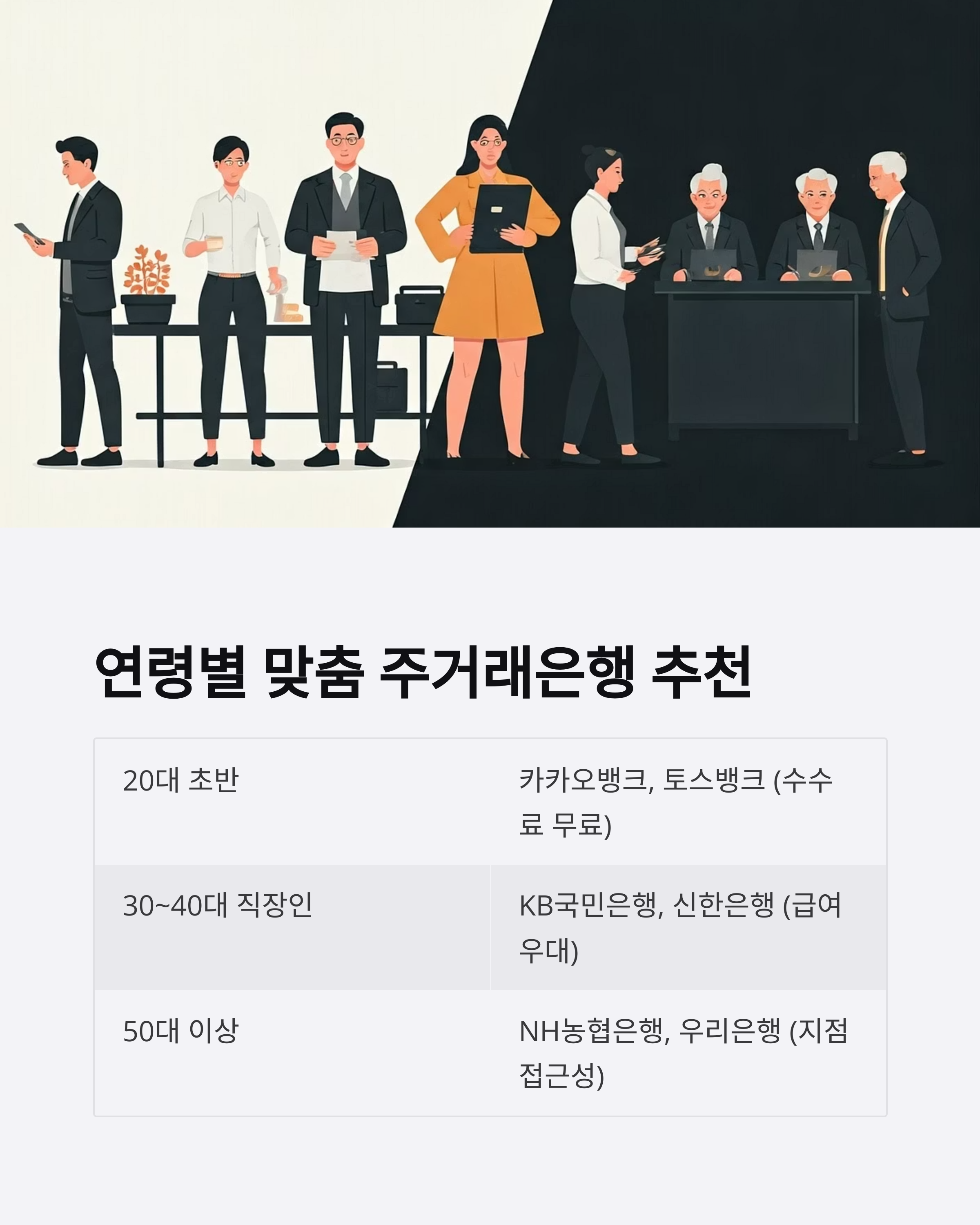 연령별 맞춤 주거래 은행 추천