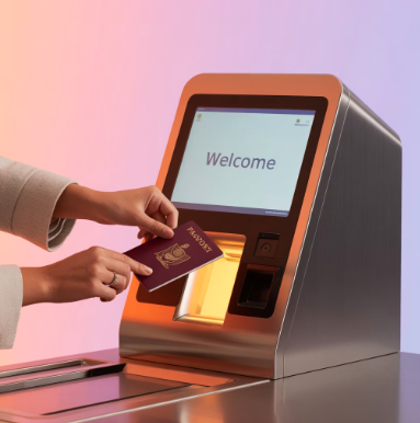 여권을 바코드 리딩하는 이미지