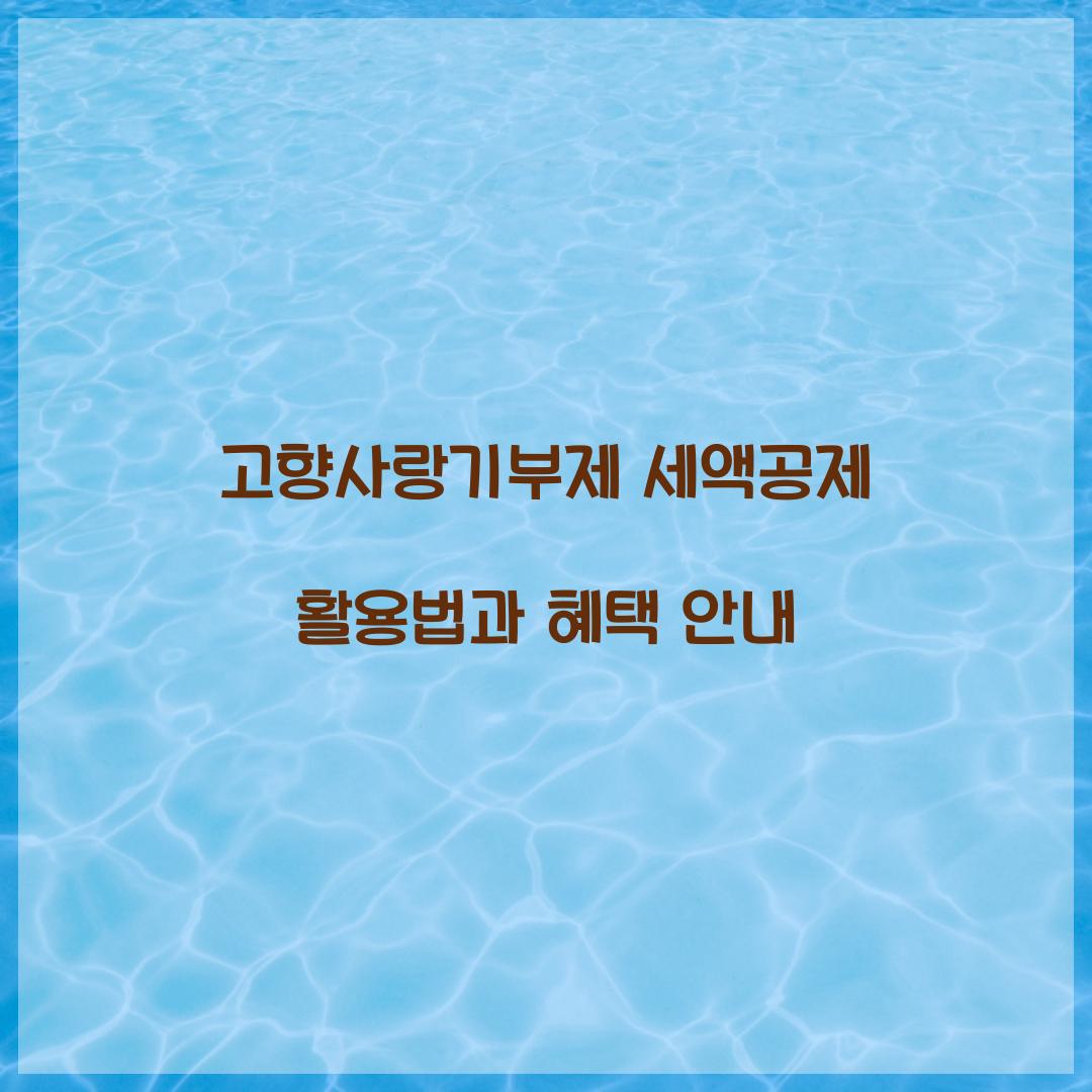 고향사랑기부제 세액공제