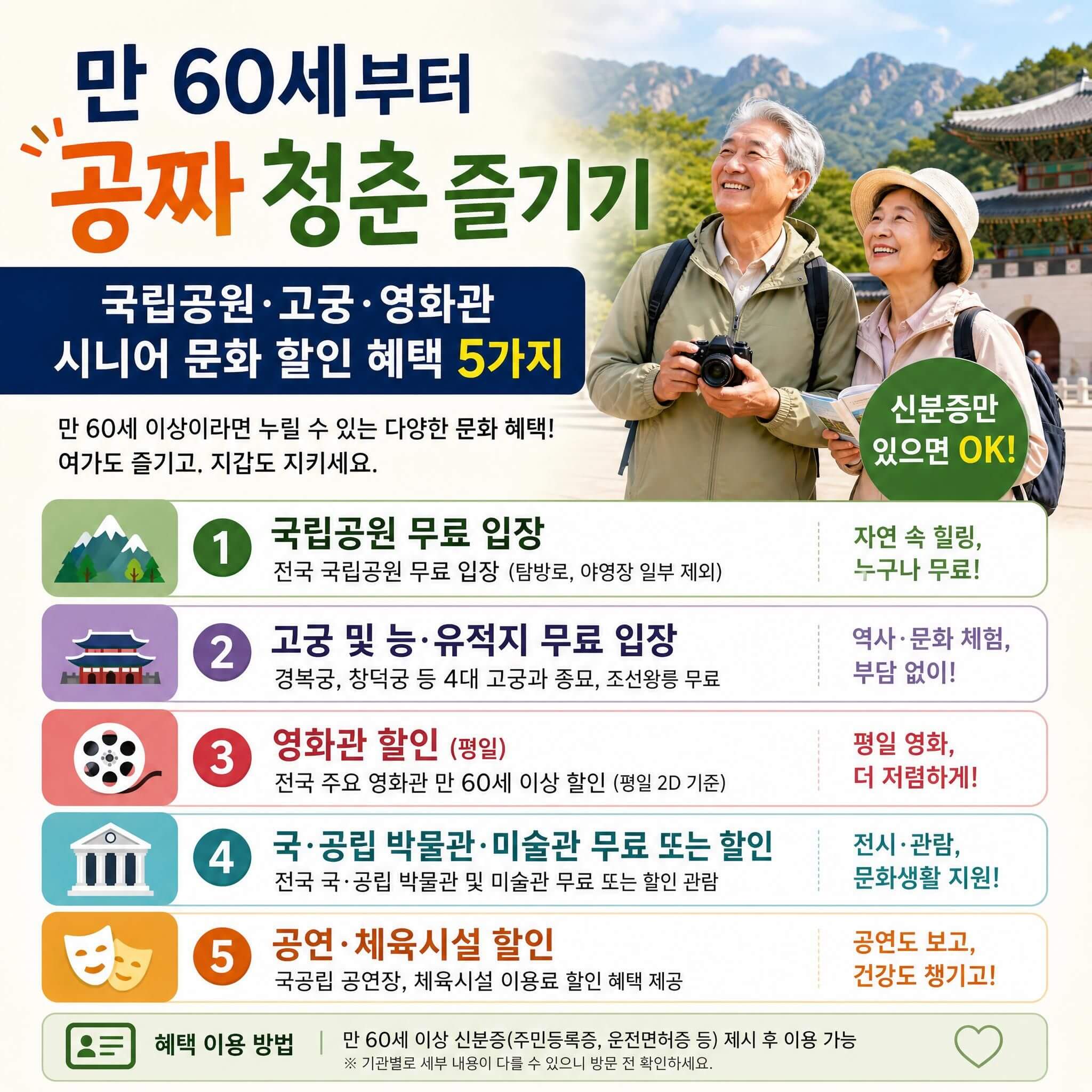 시니어 문화 할인 혜택 5가지