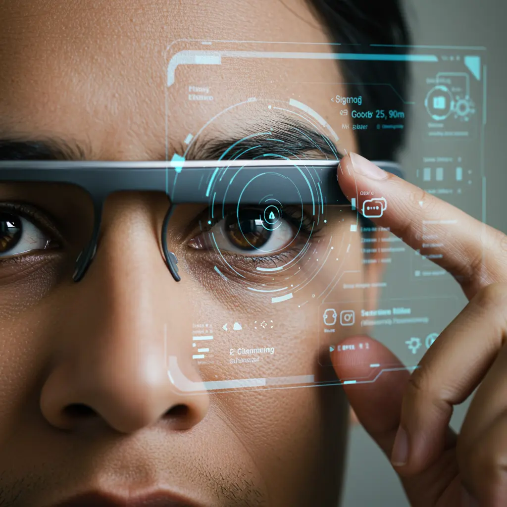 최신 AI 안경 쓴 남성