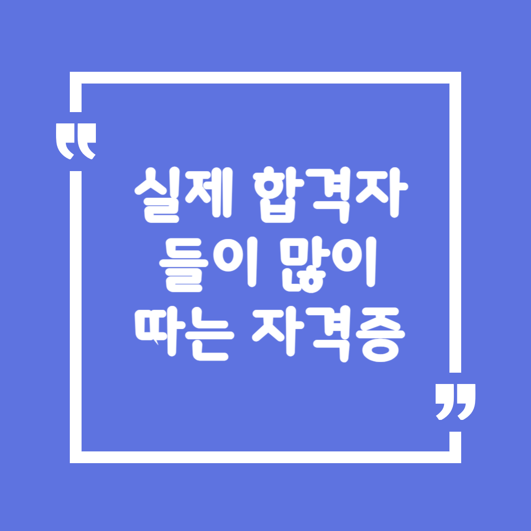 실제 합격자들이 많이 따는 자격증