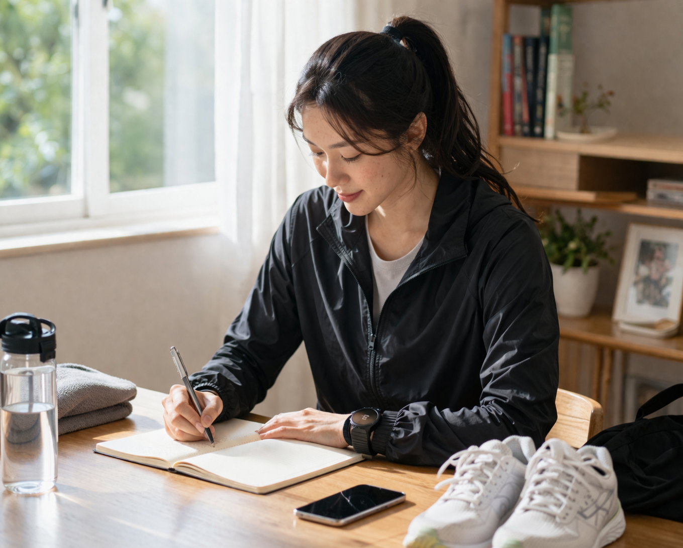 러닝 후 일기를 쓰는 초보 러너