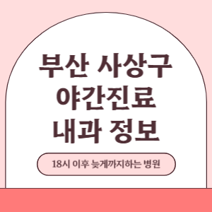 부산 사상구 야간진료 내과 병원 (18시 이후 늦게까지하는 병원)