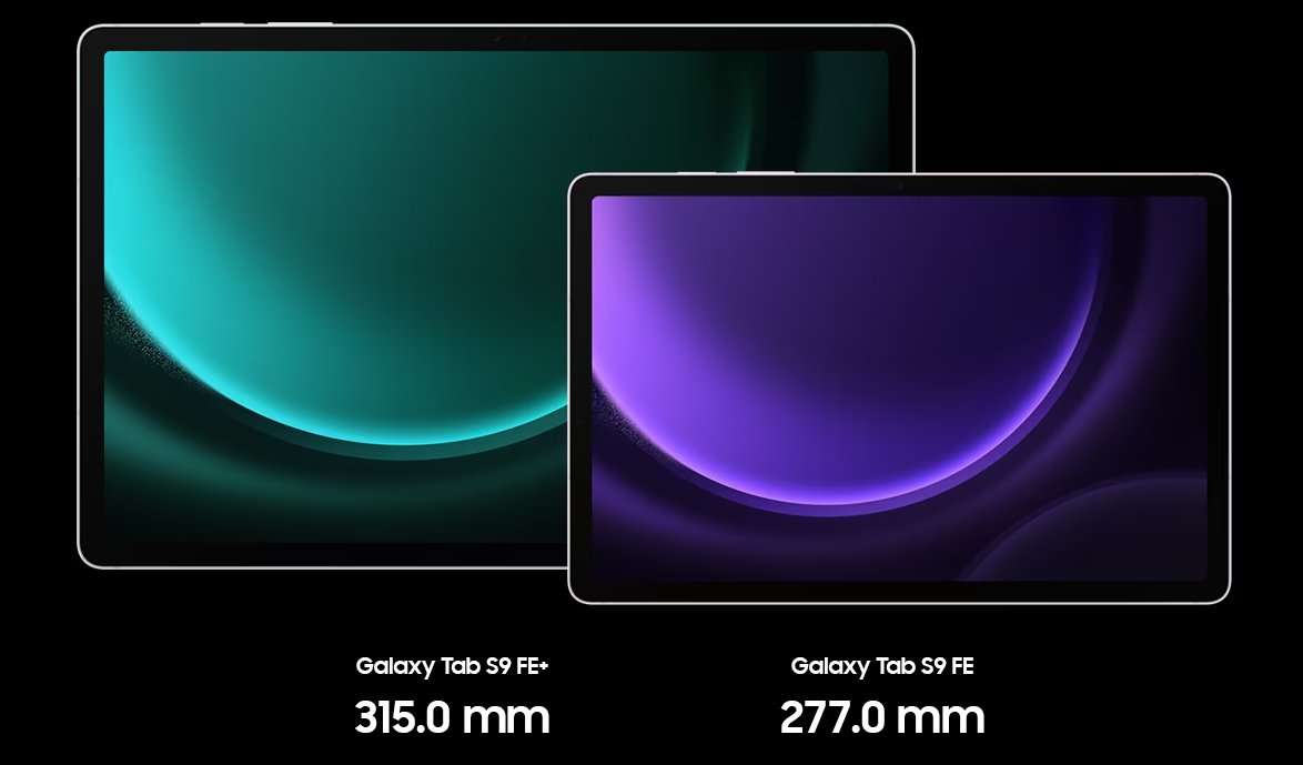 갤럭시 탭 s9 fe 와 fe + 크기 비교