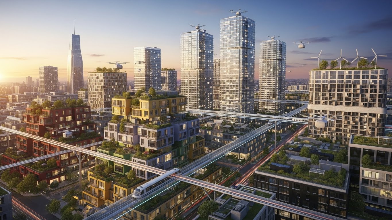 2026년 미래 도시의 다양한 주거 형태와 스카이라인