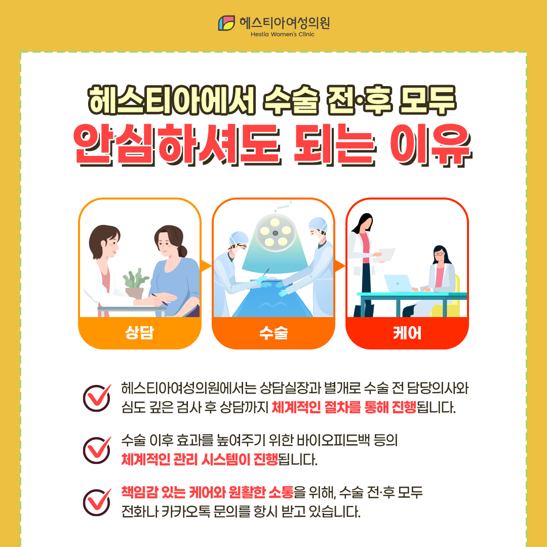 헤스티아에서 수술 전후 모두 안심하셔도 되는 이유