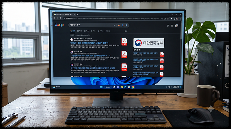 정부기관 PDF 자료를 검색하는 모습