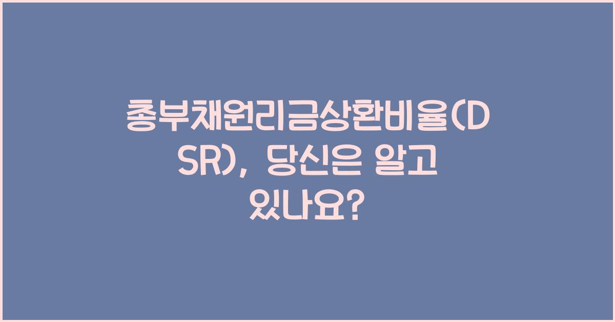 총부채원리금상환비율(DSR)