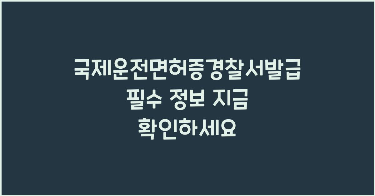 국제운전면허증경찰서발급